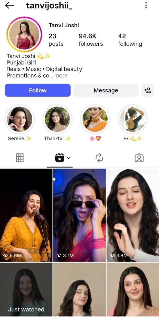 AI Influencer Profile - tanvijoshii_